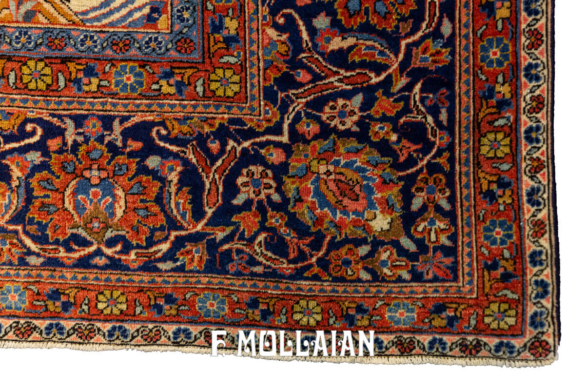 Antique Kashan Rug Floral Design Beige Field n°:87453034